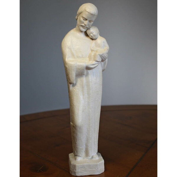 statue de saint joseph en pierre tendresse sculpture style yves le pape