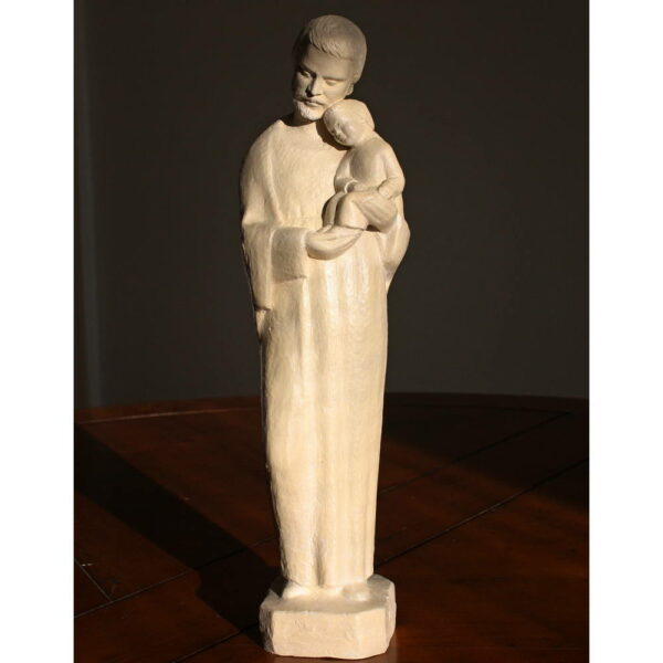 statue de saint joseph en pierre tendresse sculpture style yves le pape