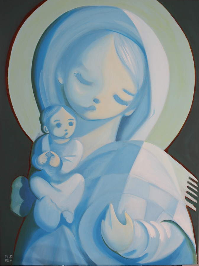 vierge à l'enfant tableau à l'huile