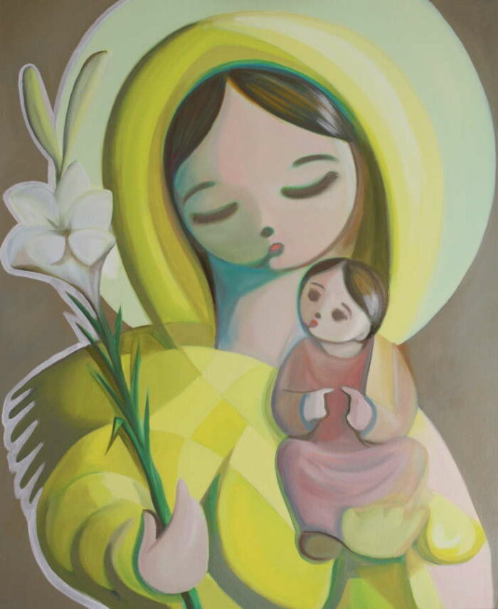 peinture huile sur toile vierge à l'enfant