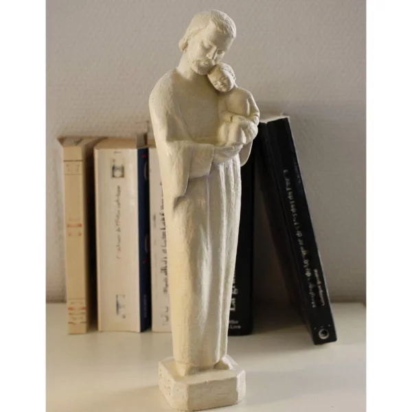 statue de saint joseph à l'enfant jésus de ton pierre
