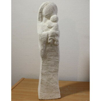 statue pierre sculptee naturelle vierge marie et enfant martin damay