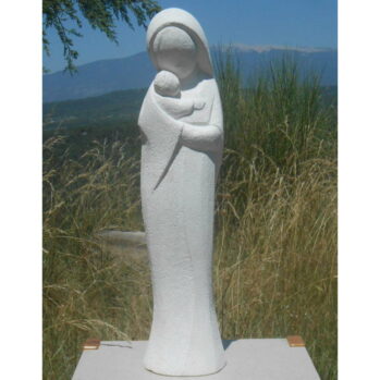 Vierge à l’enfant Tendresse maternelle, pierre sculptée
