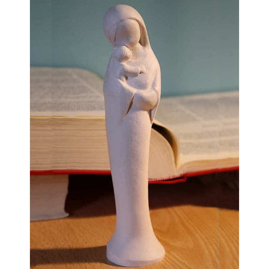 vierge à l'enfant de tendresse statuette religieuse style yves le pape sculpture