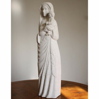 Statue de Vierge à l’enfant sculptée De type drapée (2)