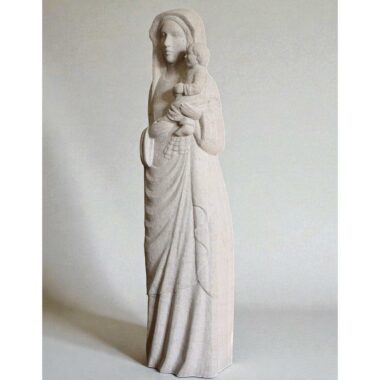 Statue de Vierge en pierre de style classique drapée