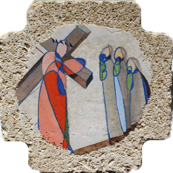 chemin de croix pierre sculptee peinture artiste