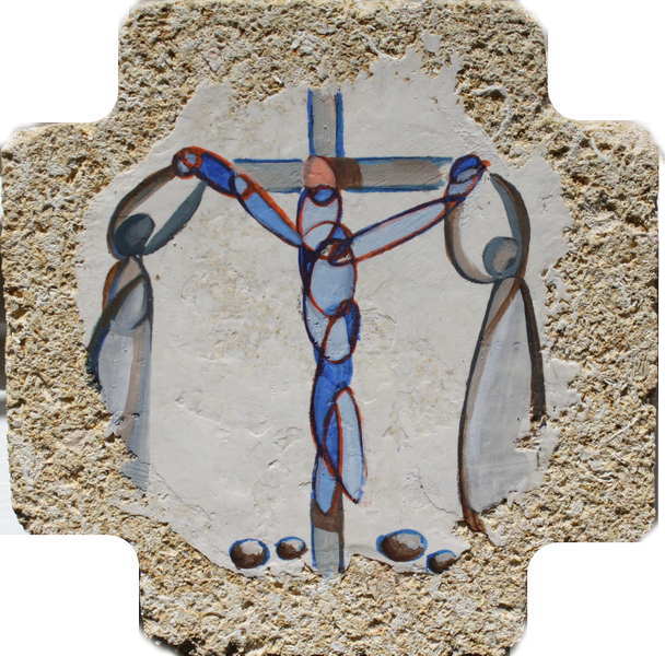chemin de croix pierre sculptee peinture artiste