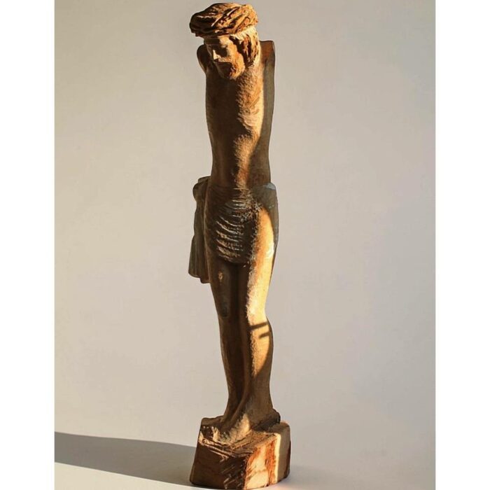 Christ en bois de chene massif sculpté à la main, statue religieuse monumentale de 1,52 m