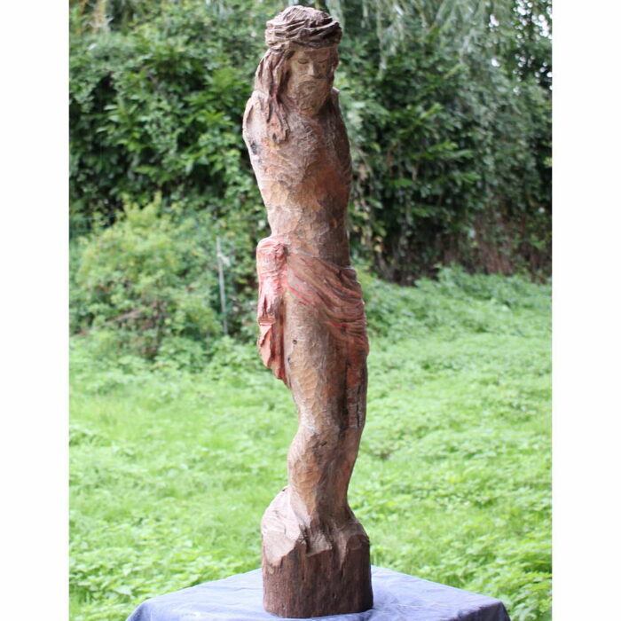 sculpture christ jesus bois de chene statue religieux art sacré