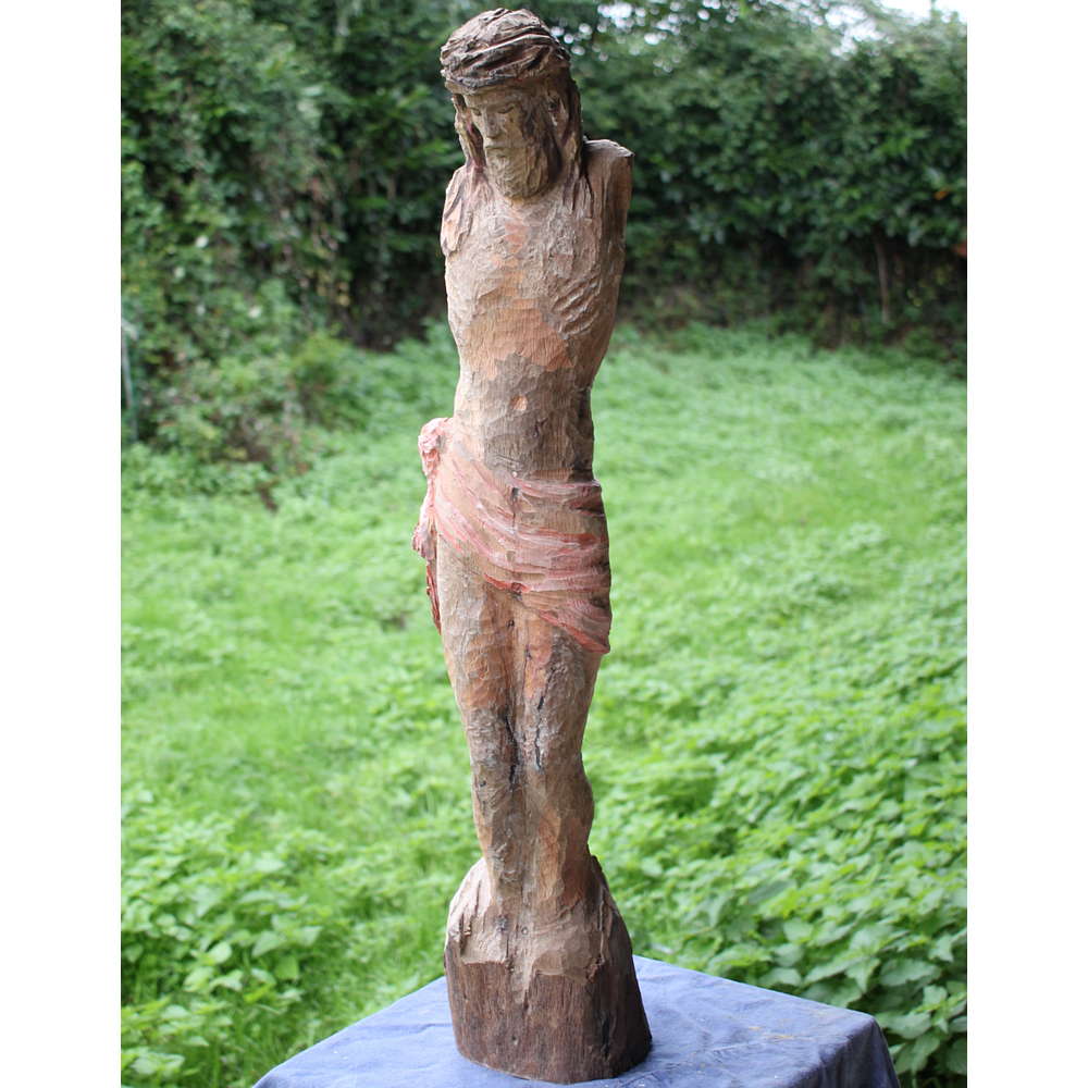 sculpture christ jesus bois de chene statue religieux art sacré