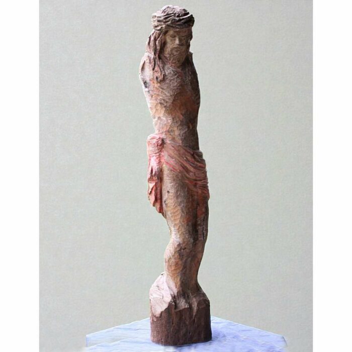 sculpture du christ en bois de chene crucifixion