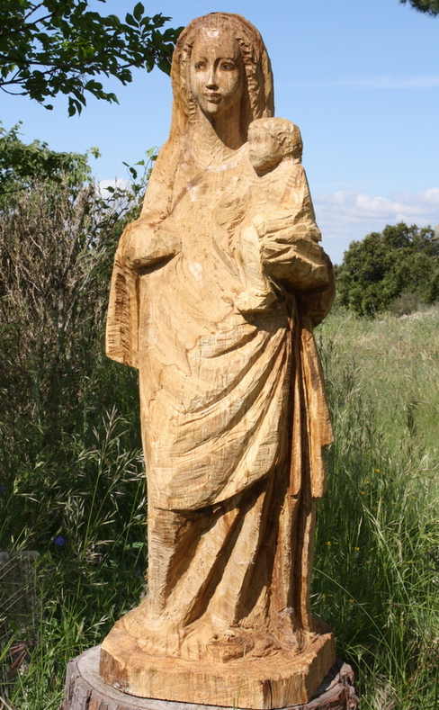 sculpture statue vierge bois sculptee martin damay
