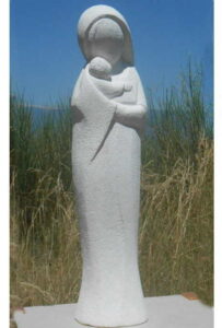 statue vierge à l'enfant pierre luberon blanche sculpture martin damay