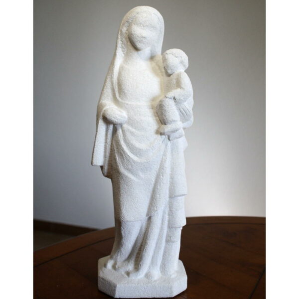 Statue de Notre-Dame Vierge à l’enfant en pierre de style français