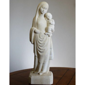 Statue de la Vierge à l’enfant hanchée et drapée Sur embase