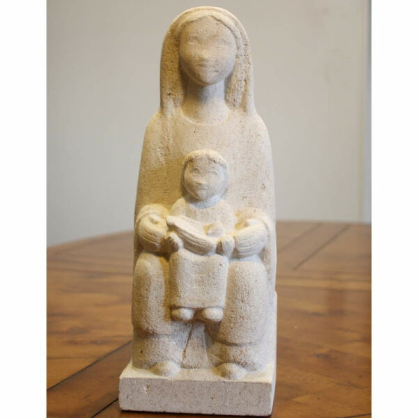 Vierge Statue romane Majesté en pierre naturelle sculptee