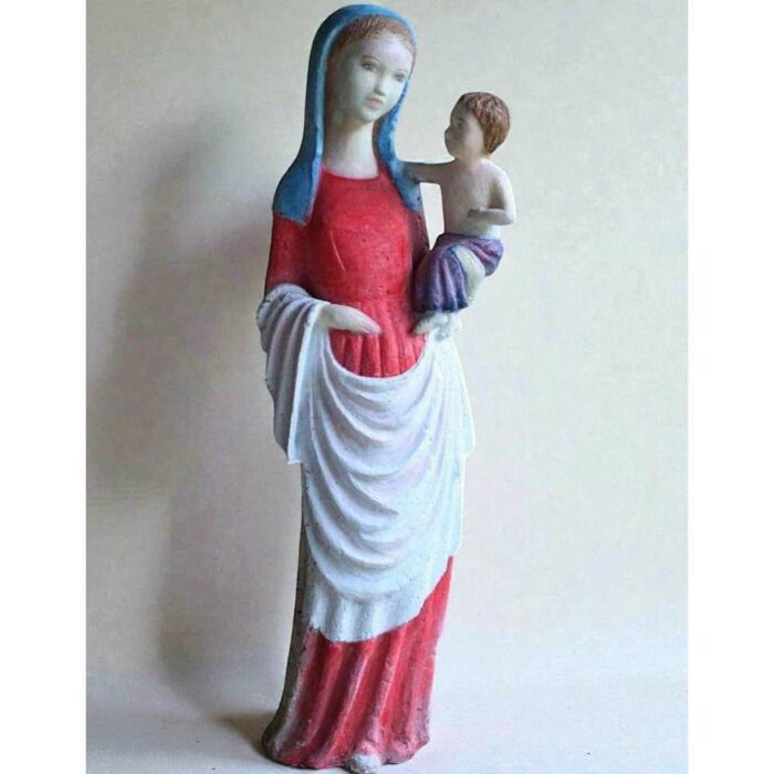 grande statue de vierge à l'enfant peinte pour eglise