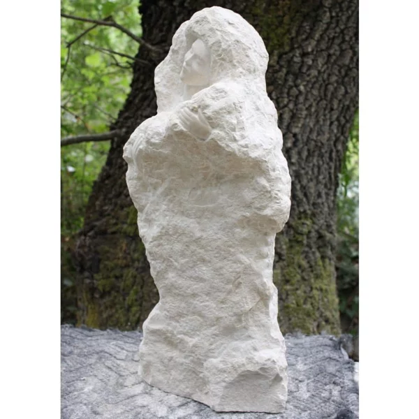sculpture statue en pierre sculptee "vierge à l'enfnat"