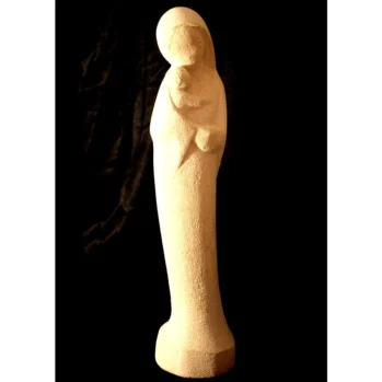 Statue de Vierge à l’enfant de tendresse en pierre sculptée