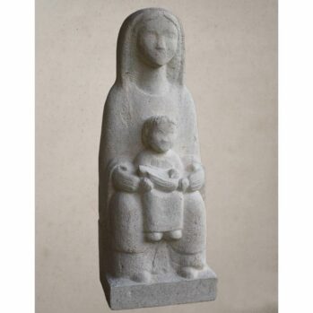 Statue de Vierge à l’enfant façon romane assise (1)