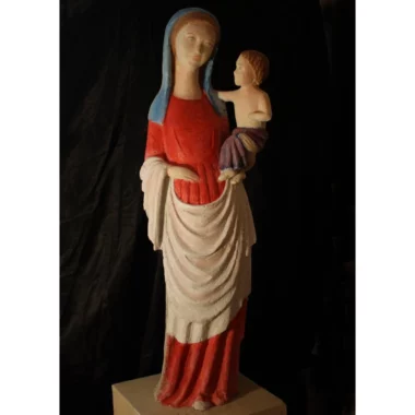 Statue de la Vierge à l’enfant colorée Classique pour église