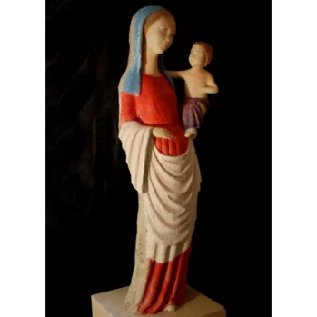 Statue de la Vierge à l’enfant colorée Classique pour église et chapelle