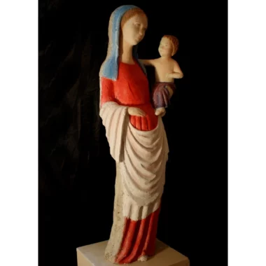 Statue de la Vierge à l’enfant colorée Classique pour église