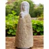 statue de vierge à l'enfant de type roman couverte manteau image sculpture pierre