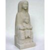 statue de vierge à l'enfant romane assise en pierre fine