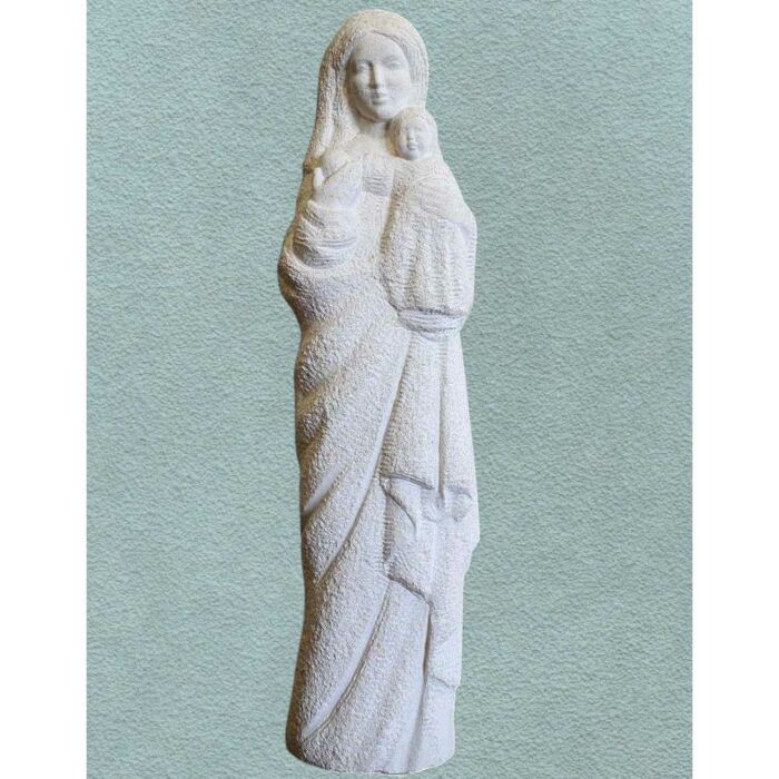 statue vierge en pierre de bourgogne drapé sculpture exterieur