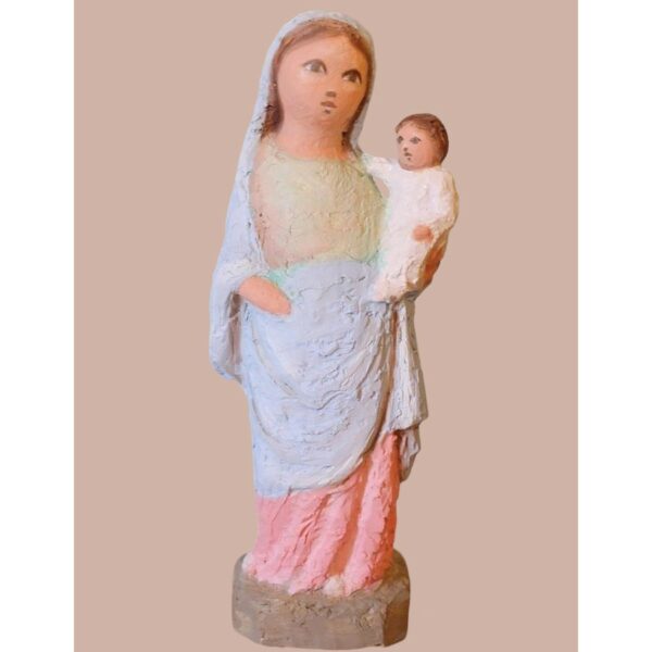vierge à l'enfant sculpture statue colorée martin damay