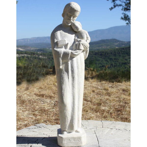 saint joseph statue en pierre sculpture sculptee solide extérieur