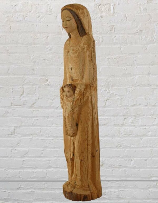 grande statue de vierge en bois pour chapelle et eglise sculpture sculptee