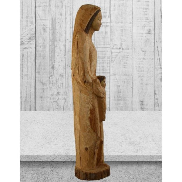 grande statue de vierge en bois pour chapelle et eglise sculpture sculptee