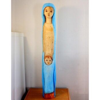 sculpture statue vierge enfant bois sculpte martin damay