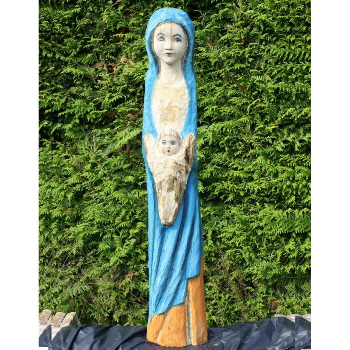 sculpture statue vierge enfant bois sculpte martin damay