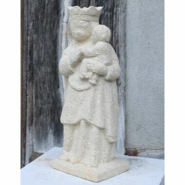 Statue de Vierge à l’enfant Marie-reine en pierre