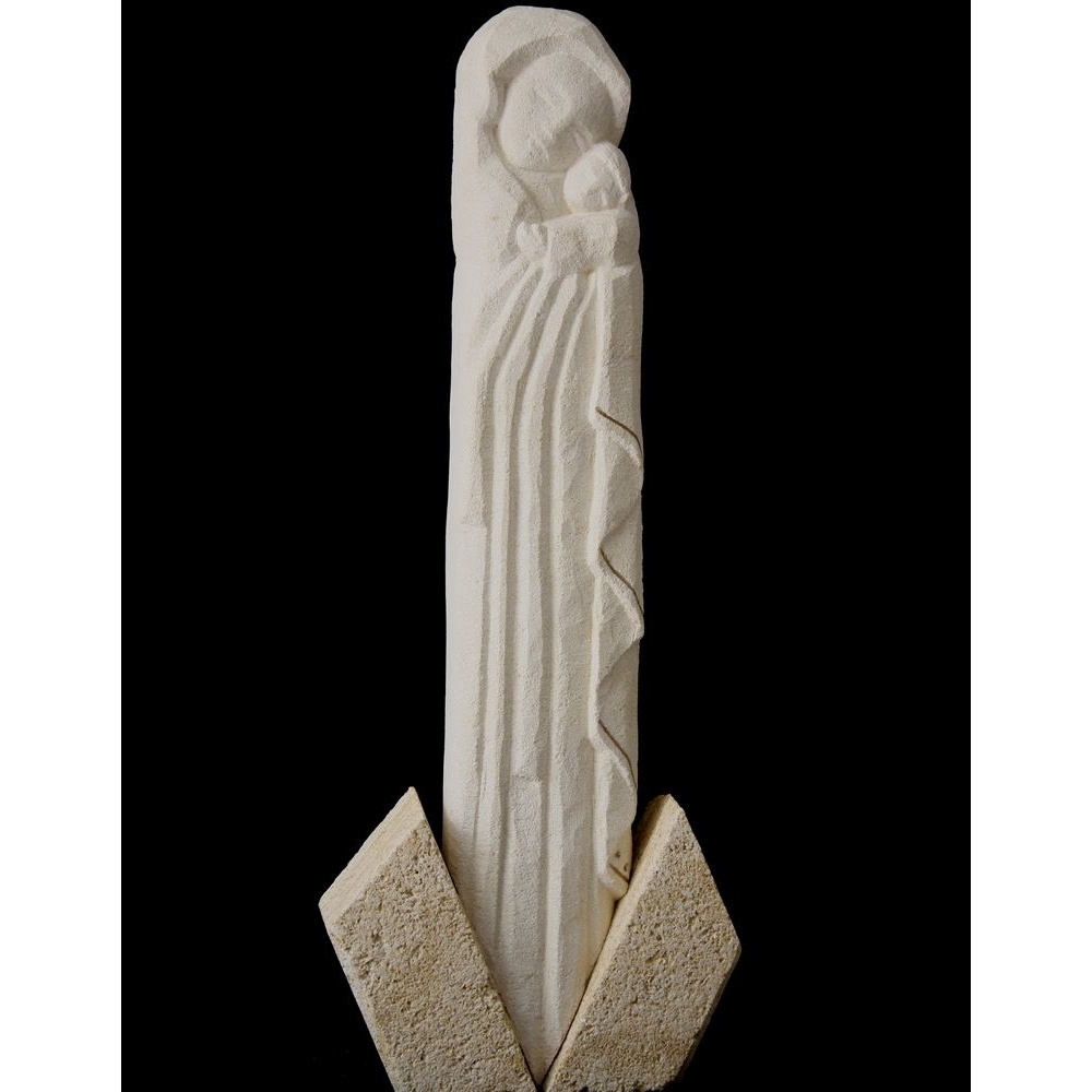sculpture vierge marie moderne avec l'enfant en pierre statue