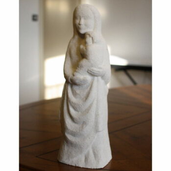 vierge à l'enfant pierre sculptéée statue de tendresse en pierre naturelle