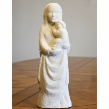 Statue de Vierge avec l’enfant de style drapé et de tendresse