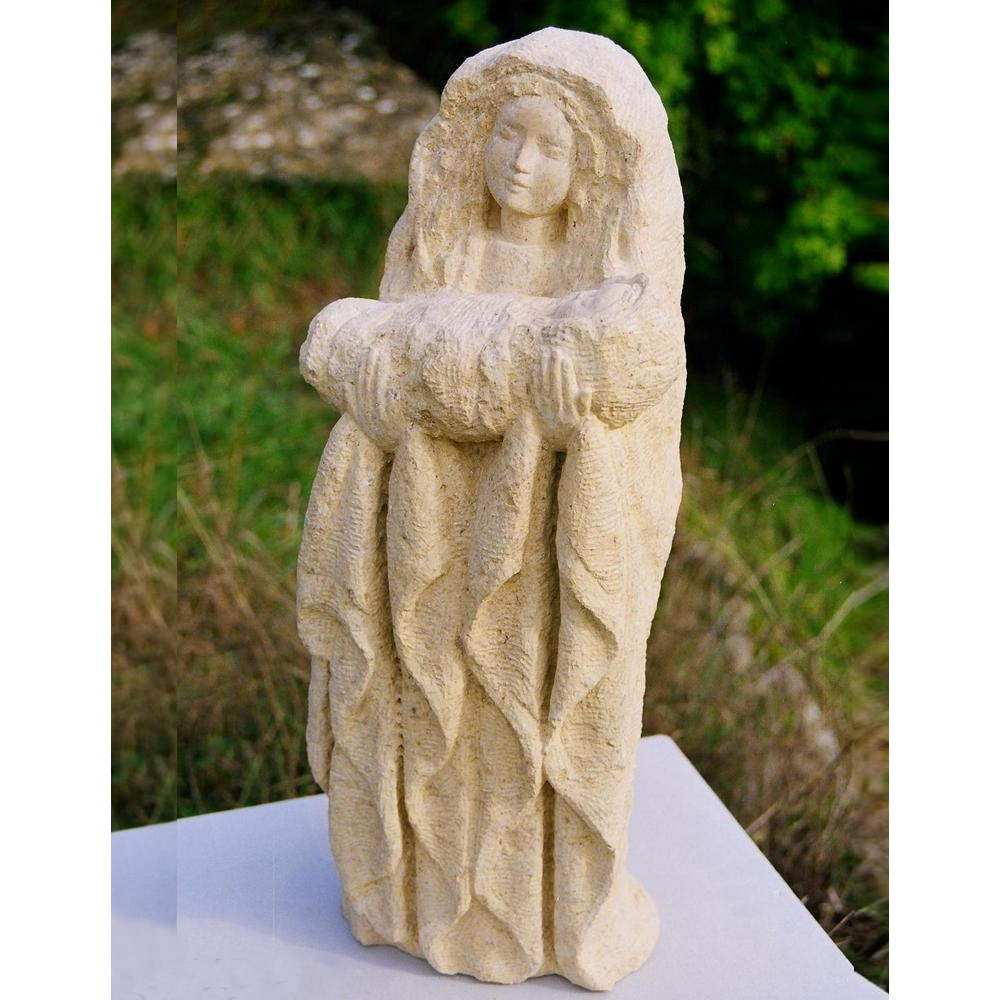 vierge marie statue en pierre naturelle véritable sculptee