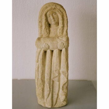 vierge marie au nouveau né statue en pierre naturelle véritable sculptee