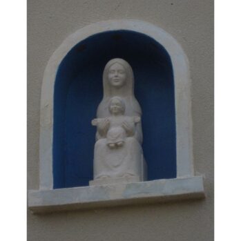 Statue de Vierge à l’enfant façon romane assise (3)