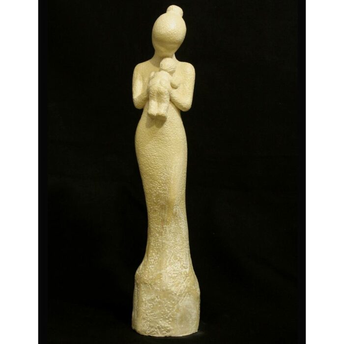 mere et enfant tendresse vierge sculpture statue pierre beige