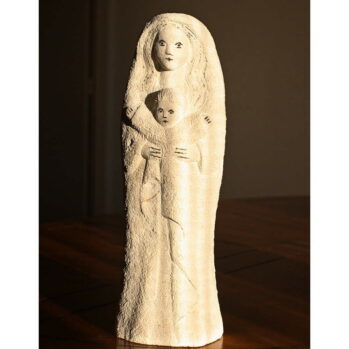 Statue de la Vierge à l’enfant en pierre sculptée naturelle