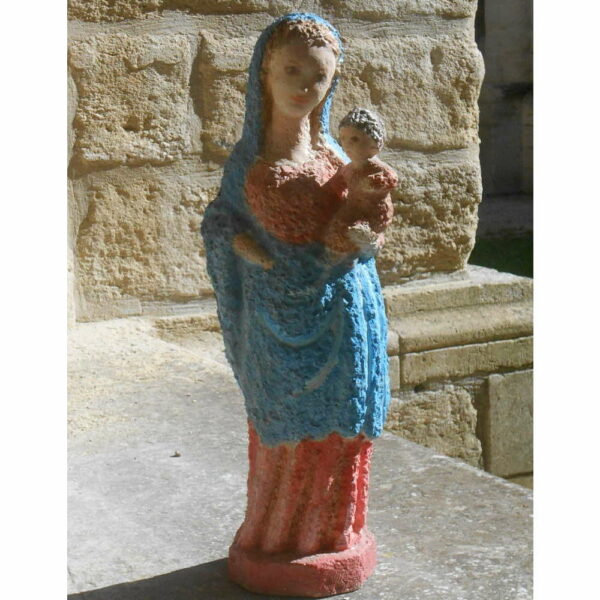 statue marie àl'enfant sculpture extérieur peinte colorée