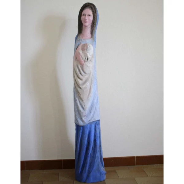 statue vierge à l'enfant en bois coloré pour chapelle église sculpture