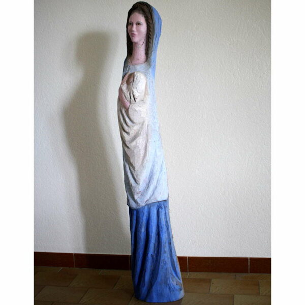 statue vierge à l'enfant en bois coloré pour chapelle église sculpture
