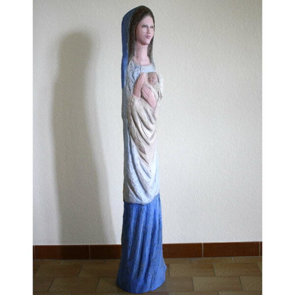 statue vierge à l'enfant en bois coloré pour chapelle église sculpture
